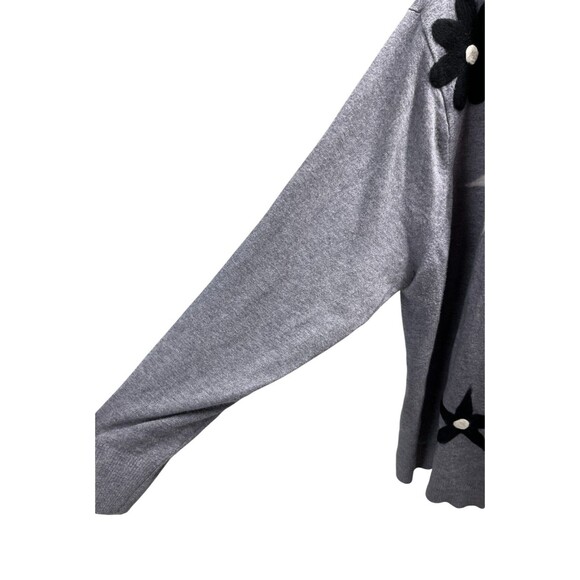 Aaeda Cardigan Women's Size 3X Gray Floral Sweater Felted Flowers - Picture 5 of 7